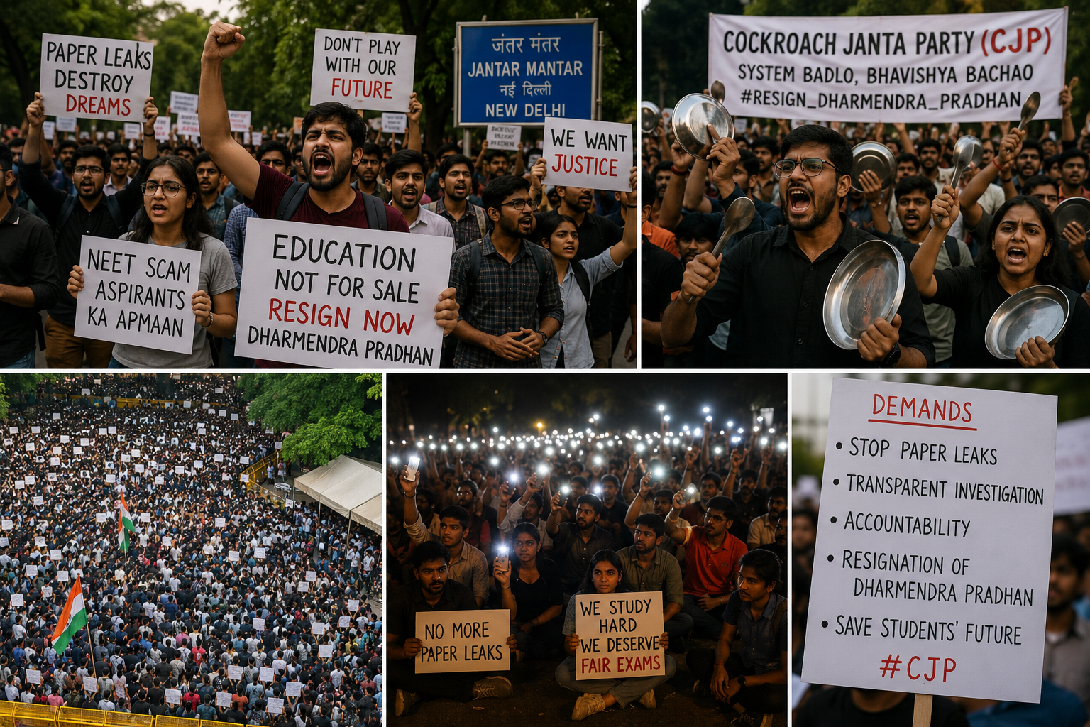 Inside the Massive Student Protest at Jantar Mantar: Thalis, Flashlights, and a Generation Running Out of Patience