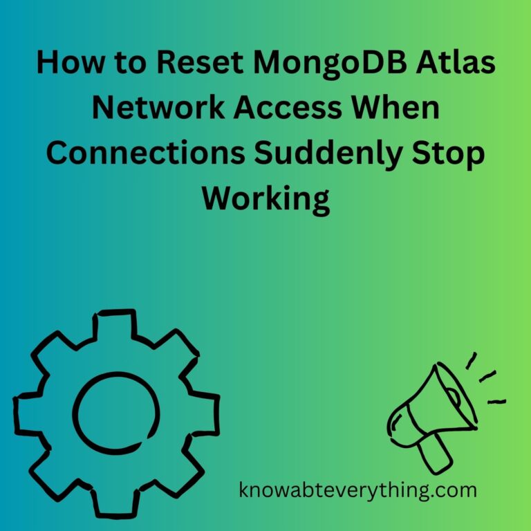 # How to Reset MongoDB Atlas Network Access When Connections Suddenly Stop Working A MongoDB Atlas connection can fail for dozens of reasons, but one issue shows up far more often than most developers expect: **network access restrictions**. You may spend an hour checking your connection string, resetting passwords, restarting your application, and reviewing your code—only to discover that Atlas is blocking your IP address. I've seen this happen during local development, client demos, and even production troubleshooting sessions. In many cases, the application code was perfectly fine. The real problem was that the machine trying to connect wasn't included in Atlas's allowed network list. This guide explains how MongoDB Atlas network access works, how to safely reset it, and when using **0.0.0.0/0** (Allow Access From Anywhere) makes sense. --- # Table of Contents * Why MongoDB Atlas Connections Fail * Understanding Network Access in MongoDB Atlas * What Does 0.0.0.0/0 Actually Mean? * How to Reset Network Access Settings * Step-by-Step: Allow Connections From Anywhere * How to Verify the Fix * Common Mistakes That Cause Connection Problems * Security Best Practices * Real-World Troubleshooting Example * Quick Troubleshooting Checklist * Frequently Asked Questions * Final Takeaway --- # Why MongoDB Atlas Connections Fail When Atlas rejects a connection, developers often see errors like: ```bash MongoServerSelectionError: connection timed out ``` ```bash MongoNetworkError: failed to connect ``` ```bash Server selection timed out after 30000 ms ``` At first glance, these errors seem to point toward a coding issue. In reality, they frequently occur because Atlas doesn't recognize the IP address trying to connect. A typical troubleshooting process looks something like this: * Verify the username and password * Double-check the connection string * Restart the application * Reinstall dependencies * Search through Stack Overflow posts Only later does the developer discover that Atlas is silently blocking the connection because the IP address isn't authorized. That's why checking network access should be one of the first steps whenever Atlas connectivity suddenly stops working. --- # Understanding Network Access in MongoDB Atlas MongoDB Atlas uses multiple layers of security. The first layer is **database authentication**, which verifies that the username and password are valid. The second layer is **network access control**, which determines whether Atlas will even accept requests from a particular location. Think of it like entering a secure office building: * Your username and password are your employee badge. * Your IP address is the approved visitor list. Even if you have a valid badge, security may still deny entry if your name isn't on the list. This extra layer helps protect databases from unauthorized access attempts across the internet. --- # What Does 0.0.0.0/0 Actually Mean? The IP range: ```text 0.0.0.0/0 ``` means: > Allow connections from any IPv4 address. When Atlas sees this rule, it accepts incoming connections regardless of the public IP address being used. This is especially useful during development because public IP addresses often change without notice. For example: * You work from home today. * Your internet provider assigns a different IP tomorrow. * Atlas no longer recognizes your machine. * Your application suddenly stops connecting. Adding **0.0.0.0/0** removes that limitation and allows Atlas to accept connections from any network. --- # When Is Allowing Access From Anywhere Useful? There are several situations where this setting can save time. ### Local Development If you're building an application on your laptop, you may connect from different networks throughout the week. Examples include: * Home Wi-Fi * Office internet * Mobile hotspot * University network * Shared coworking space Whitelisting every possible IP address quickly becomes inconvenient. ### Learning and Testing Students and developers experimenting with MongoDB often use Atlas from multiple devices. Allowing access from anywhere simplifies setup and reduces troubleshooting time. ### Temporary Diagnostics When you're unsure whether the issue is network-related, adding **0.0.0.0/0** can help isolate the problem. If the connection immediately starts working, you've confirmed that network access was the root cause. --- # How to Reset Network Access Settings in MongoDB Atlas If your current access rules are outdated or cluttered, resetting them is usually straightforward. ## Step 1: Sign In to MongoDB Atlas Open your Atlas dashboard and select the project containing your cluster. Make sure you're working in the correct project. Developers managing multiple projects sometimes update settings in the wrong one and wonder why nothing changes. --- ## Step 2: Open Network Access In the left navigation menu: ```text Security → Network Access ``` You'll see all currently approved IP addresses. Review the list carefully. Look for: * Old IP addresses * Duplicate entries * Temporary addresses that are no longer needed --- ## Step 3: Remove Obsolete Entries Cleaning up unused entries makes future troubleshooting easier. Delete IP addresses that: * Belong to old devices * Were added for temporary testing * Are no longer trusted This step isn't always required, but it helps keep security settings organized. --- # Step-by-Step: Add 0.0.0.0/0 Once you're on the Network Access page: ### Click "Add IP Address" Atlas provides two options: * Add Current IP Address * Allow Access From Anywhere For development purposes, choose: ```text Allow Access From Anywhere ``` Atlas automatically enters: ```text 0.0.0.0/0 ``` ### Confirm the Change Click the confirmation button and wait for Atlas to update its firewall rules. The process usually takes less than a minute. Avoid testing immediately after saving. Give Atlas a short period to apply the changes. --- # How to Verify the Fix Once the network rule has been added, test connectivity from your application. ### Example Using Node.js and Mongoose ```javascript const mongoose = require("mongoose"); mongoose.connect(process.env.MONGO_URI) .then(() => { console.log("Database connected"); }) .catch((error) => { console.error(error); }); ``` If the application connects successfully, the issue was likely related to network access restrictions. ### Test With MongoDB Compass MongoDB Compass is another quick way to verify connectivity. Simply: 1. Copy the Atlas connection string. 2. Paste it into Compass. 3. Click Connect. If Compass connects successfully, your cluster is reachable. --- # Common Mistakes That Cause Connection Problems Even experienced developers occasionally overlook simple issues. ## Updating the Wrong Atlas Project Organizations often have separate development, staging, and production environments. Make sure you're modifying the network settings for the cluster you're actually using. --- ## Forgetting to Create a Database User Network access alone isn't enough. Atlas also requires a valid database user with appropriate permissions. Check: ```text Security → Database Access ``` to confirm that the account exists. --- ## Using an Outdated Connection String Developers sometimes rename clusters or create new ones but continue using an older URI. Always copy the latest connection string directly from Atlas. --- ## Testing Too Quickly Atlas needs a short time to update network rules. If you test immediately after saving changes, you may see the same error even though the fix is already in progress. --- ## Assuming the Password Is the Problem Connection errors don't always indicate authentication failures. Before resetting passwords, verify: * Network access settings * Cluster health * Current IP configuration --- # Security Best Practices Allowing access from anywhere is convenient, but convenience and security don't always align. ### Good Uses for 0.0.0.0/0 * Personal projects * Development environments * Training exercises * Quick troubleshooting sessions * Temporary testing ### Situations Where You Should Be More Restrictive * Production applications * Customer-facing platforms * Business databases * Applications storing sensitive information For long-term deployments, consider allowing only known IP addresses whenever possible. This significantly reduces unnecessary exposure. ### A Practical Approach Many development teams follow this workflow: 1. Enable **0.0.0.0/0** during development. 2. Confirm the application works correctly. 3. Replace broad access rules with specific trusted IP addresses before deployment. This balances convenience with security. --- # A Real-World Example A developer was building a REST API using Node.js and MongoDB Atlas. Everything worked perfectly on Friday. On Monday morning, every request returned: ```text Server selection timed out ``` The immediate assumption was that a recent code change had broken the application. After nearly an hour of debugging, the actual cause turned out to be much simpler. The internet provider had assigned a new public IP address over the weekend. The solution took less than two minutes: 1. Open Atlas. 2. Navigate to Network Access. 3. Add **0.0.0.0/0**. 4. Wait for the update to complete. The API connected successfully again. It's a simple issue, but one that catches developers surprisingly often. --- # Quick Troubleshooting Checklist Before making major changes to your application, run through this list: ✅ Cluster is running ✅ Database user exists ✅ Username and password are correct ✅ Connection string matches the current cluster ✅ Network access rules include your IP ✅ Atlas changes have fully propagated ✅ Internet connection is working ✅ Firewall or corporate network isn't blocking outbound connections Checking these items can save a significant amount of debugging time. --- # Frequently Asked Questions ## How long does MongoDB Atlas take to update network access rules? Most changes are applied within 30–60 seconds, although occasional delays of several minutes can occur. --- ## Why did my connection stop working even though nothing changed in my code? Your public IP address may have changed. This is common with residential internet connections and mobile networks. --- ## Is 0.0.0.0/0 safe? It's generally acceptable for development and temporary testing, but it's not the most secure option for production environments. --- ## Can I use a mobile hotspot with MongoDB Atlas? Yes. Allowing access from anywhere typically enables connections from mobile networks as well. --- ## What should I do if adding 0.0.0.0/0 doesn't solve the issue? Check: * Database credentials * Connection string accuracy * Cluster status * Firewall restrictions * Atlas service status The problem may be unrelated to network access. --- # Final Takeaway When MongoDB Atlas suddenly stops accepting connections, don't assume the problem is in your code. Network access restrictions are one of the most common causes of Atlas connectivity issues, especially for developers working from home, switching networks, or using dynamic IP addresses. Adding **0.0.0.0/0** is often the quickest way to determine whether IP restrictions are causing the problem. If the connection starts working immediately, you've found the source of the issue. For development environments, this approach is practical and convenient. For production systems, narrowing access to trusted IP addresses remains the safer long-term choice. The next time Atlas throws a timeout error, check the Network Access page before diving into hours of debugging. It may save you far more time than any code fix.