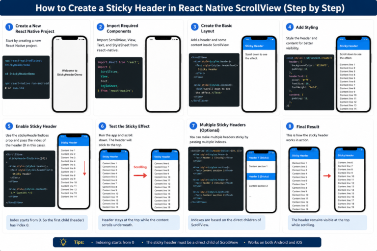 How to Create a Sticky Header in a React Native Scroll View (Without Any External Libraries)